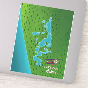 Lake Pape Latvia map Sticker