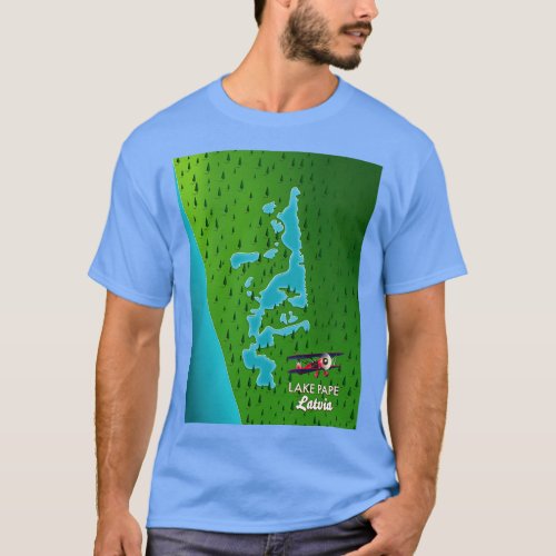 Lake Pape Latvia map T_Shirt