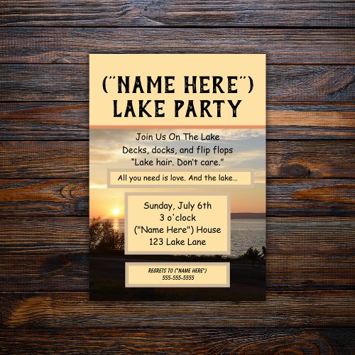  Lake Party Customizable Invitation 