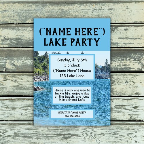 Lake Party Lake Michigan Invitation