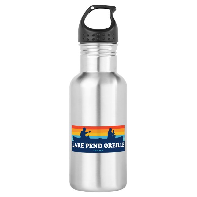 Lake Pend Oreille Idaho Canoe Stainless Steel Water Bottle (Front)