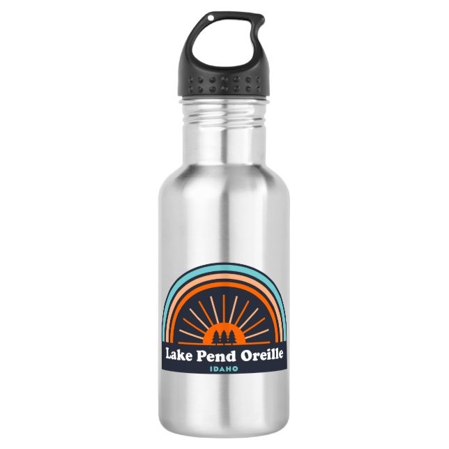 Lake Pend Oreille Idaho Rainbow Stainless Steel Water Bottle (Front)