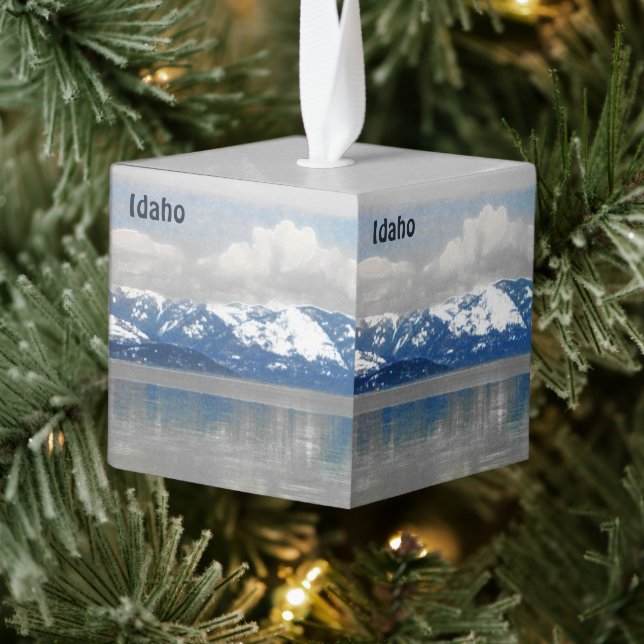 Lake Pend Oreille Winter Cube Ornament (Tree)