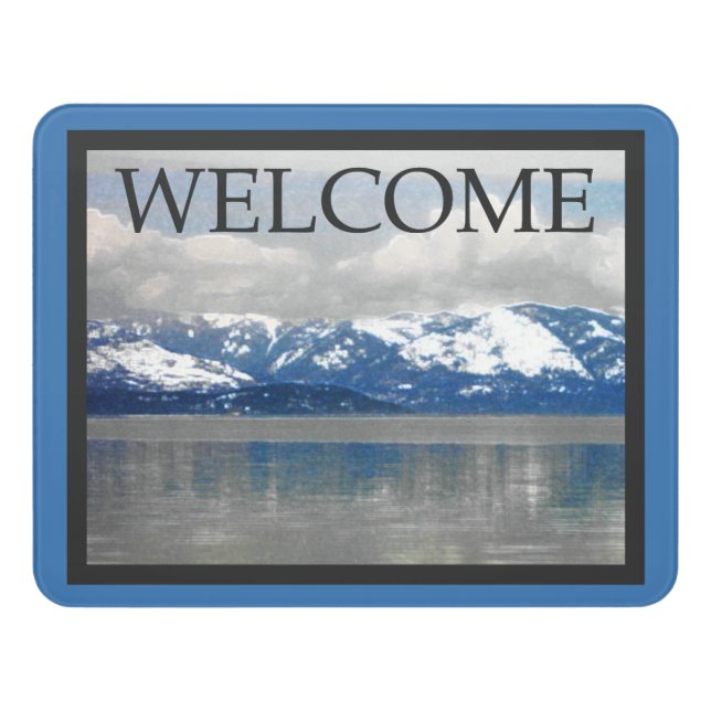 Lake Pend Oreille Winter - Welcome Door Sign (Contemporary Front)