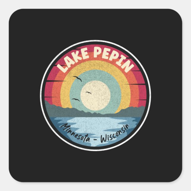 Lake Pepin Minnesota-Wisconsin Colorful Square Sticker (Front)