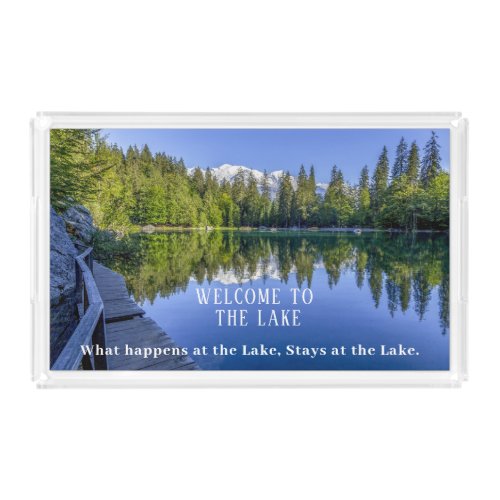 Lake Photo Dock Mountains Forest   Acrylic Tray