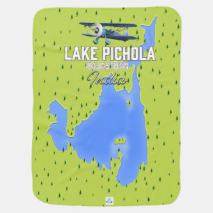 lake Pichola, India travel poster map. Baby Blanket
