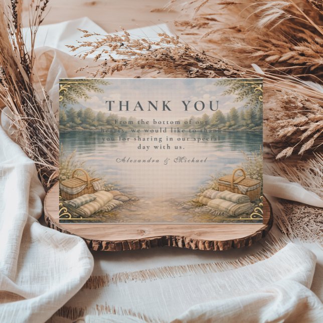 Lake Picnic Forest Elegance Wedding Thank You Card (Creator Uploaded)