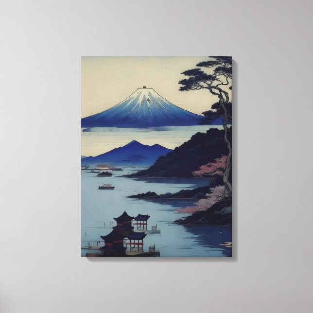 Lake, Pine and Mountain - Japan Canvas Print (Front)