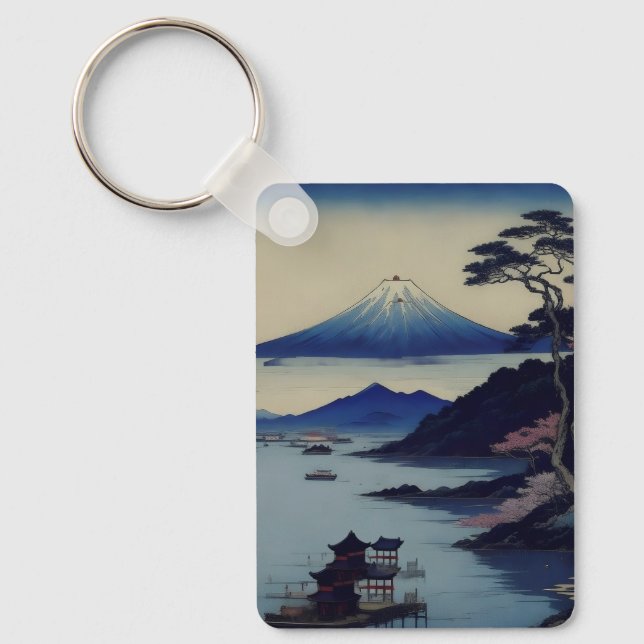Lake, Pine and Mountain - Japan Keychain (Front)