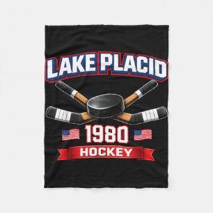 Lake placid 1980 hockey vintage usa puck new york fleece blanket
