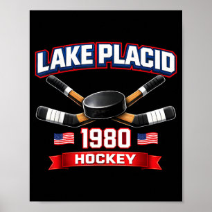 Lake placid 1980 hockey vintage usa puck new york poster