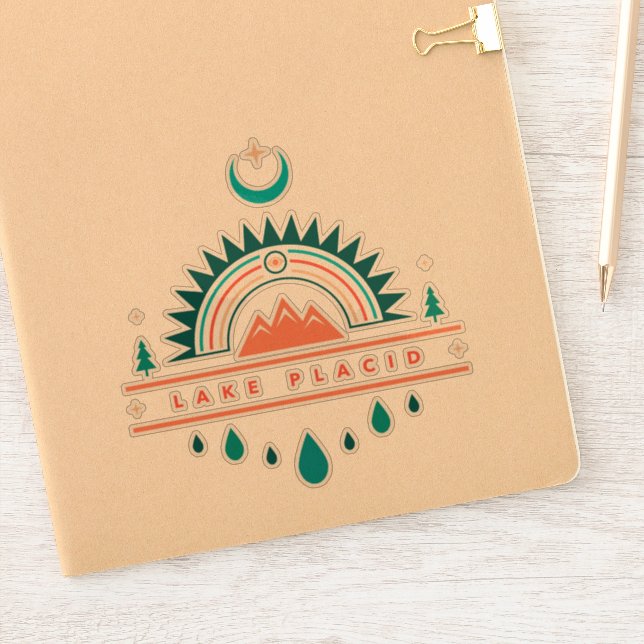 lake placid boho rainbow moon sticker (Notebook)
