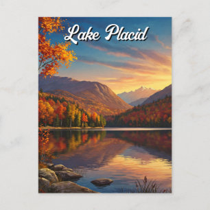 Lake Placid New York Autumn Travel Postcard