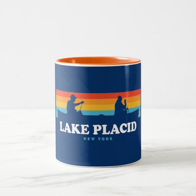 Lake Placid New York Canoe Two-Tone Coffee Mug (Center)