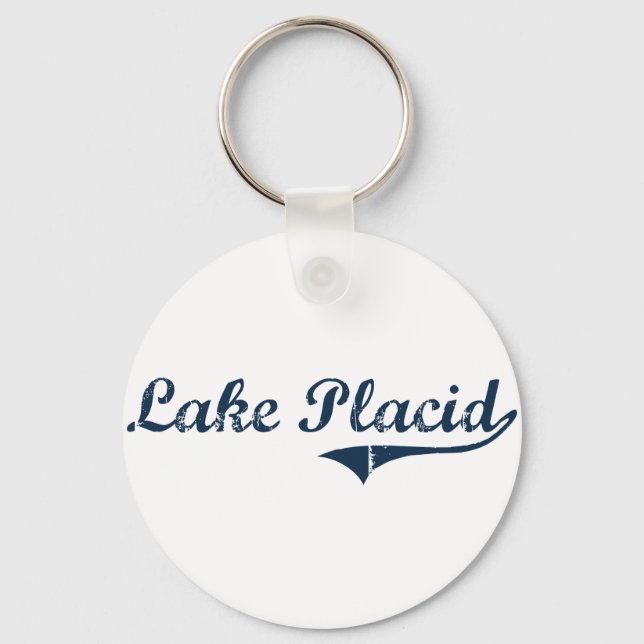 Lake Placid New York Classic Design Keychain (Front)