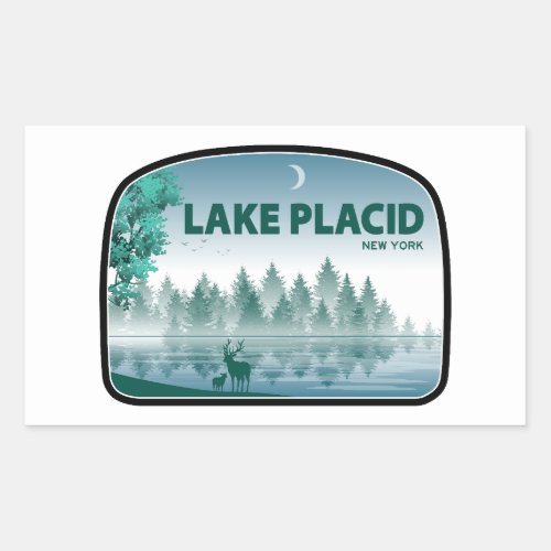 Lake Placid New York Deer Rectangular Sticker