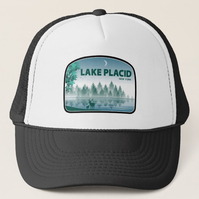 Lake Placid New York Deer Trucker Hat (Front)