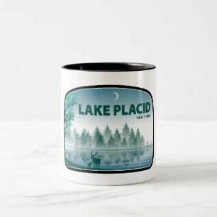 Lake Placid New York Deer Two-Tone Coffee Mug