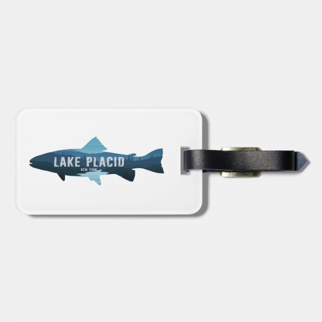 Lake Placid New York Fish Luggage Tag (Back Horizontal)