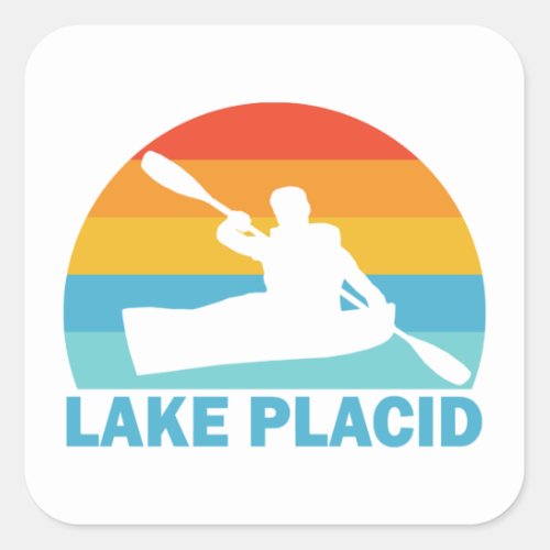 Lake Placid New York Kayak Square Sticker