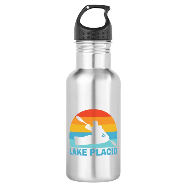 Lake Placid New York Kayak Stainless Steel Water Bottle (Front)