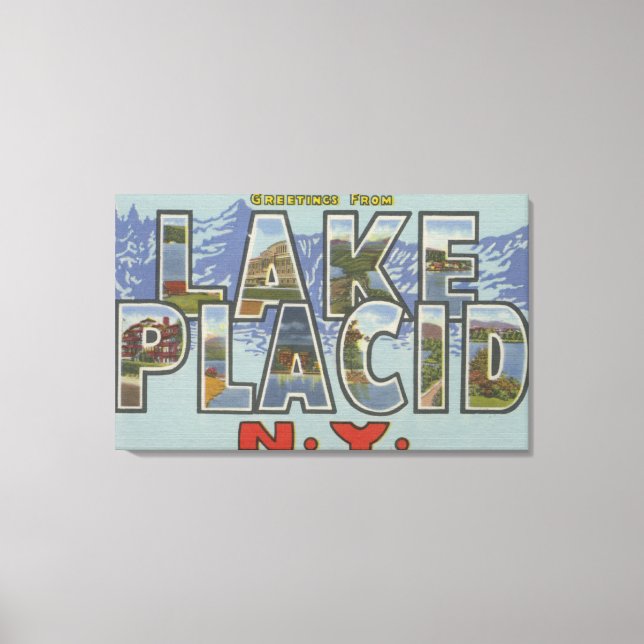 Lake Placid, New York - Large Letter Scenes Canvas Print (Front)