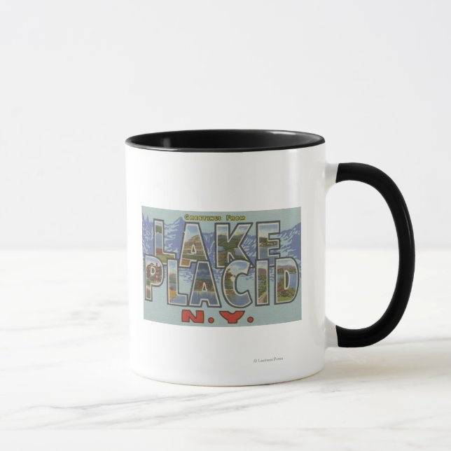 Lake Placid, New York - Large Letter Scenes Mug (Right)