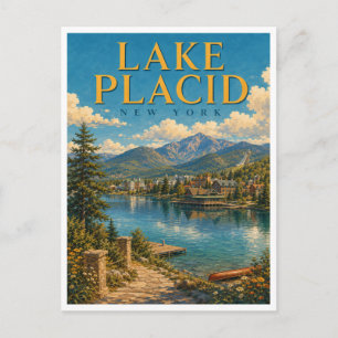 Lake Placid New York Mirror Lake GeoSaga Postcard