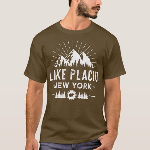 Lake Placid New York  Mountain Skiing Hiking Fishi T_Shirt