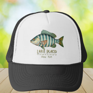 Lake Placid New York nautical fish clothing  Trucker Hat