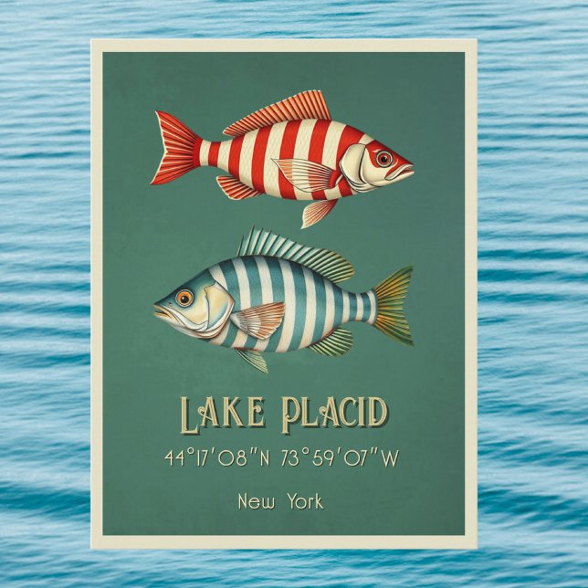 Lake Placid New York nautical fish Postcard (Creator Uploaded)