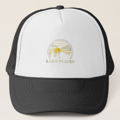 Lake Placid New York NY T Shirt Vintage Hiking Mou Trucker Hat