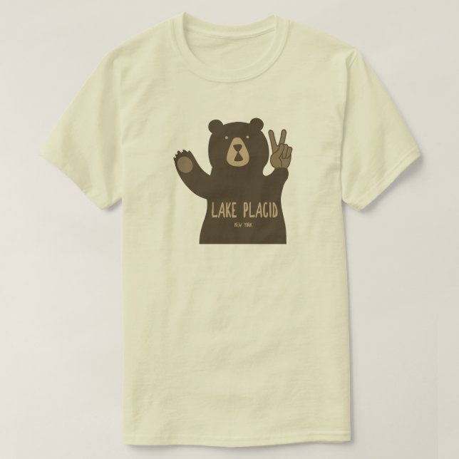 Lake Placid New York Peace Bear T-Shirt (Design Front)