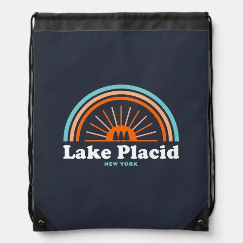 Lake Placid New York Rainbow Drawstring Bag