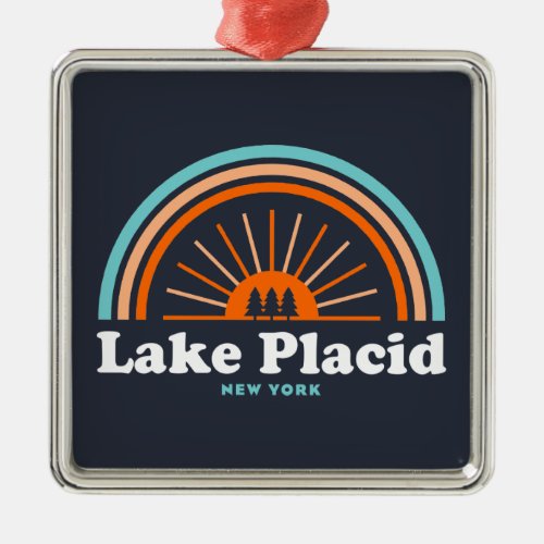 Lake Placid New York Rainbow Metal Ornament