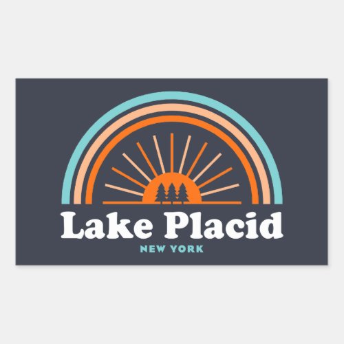 Lake Placid New York Rainbow Rectangular Sticker