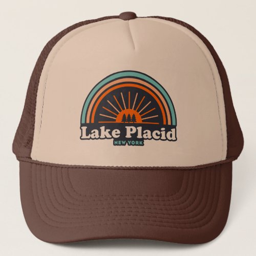 Lake Placid New York Rainbow Trucker Hat