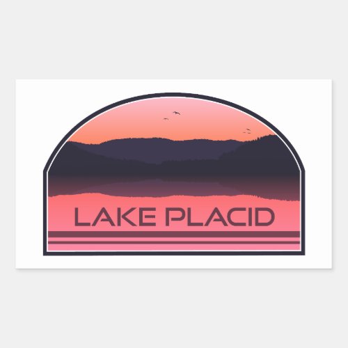 Lake Placid New York Red Sunrise Rectangular Sticker