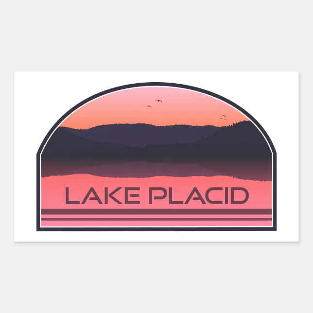 Inle Lake Sticker Lake Placid New York Red Sunrise Rectangular Sticker | Zazzle