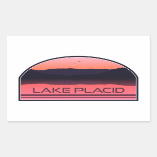 Lake Placid New York Red Sunrise Rectangular Sticker