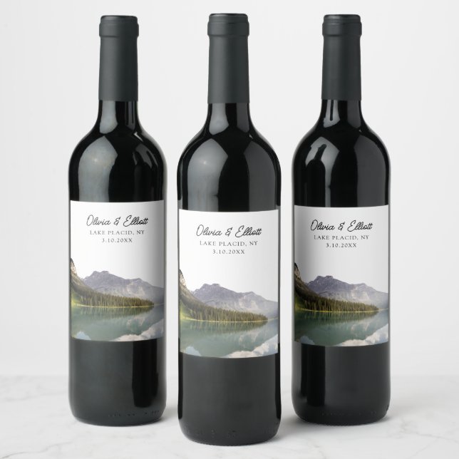 Lake Placid New York Wedding Wine Label (Bottles)