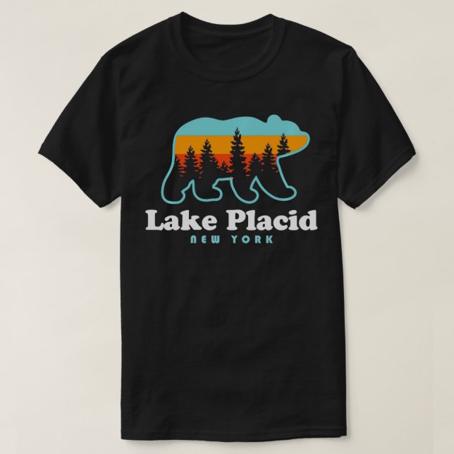 Lake Placid NY Adirondacks Bear Adirondack Hiking  T-Shirt (Design Front)