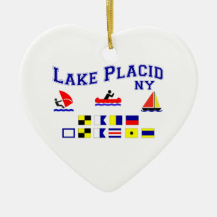 Lake Placid NY Signal Flags Ceramic Ornament
