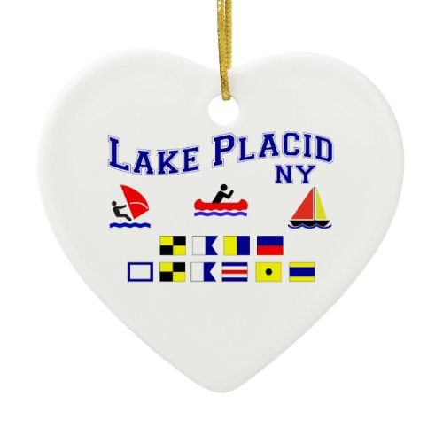 Lake Placid NY Signal Flags Ceramic Ornament