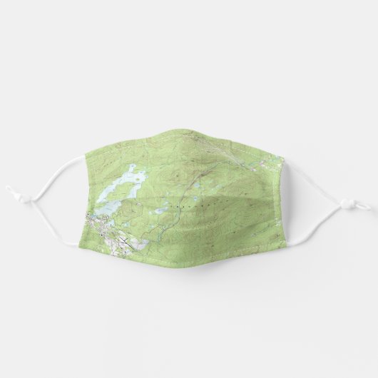Lake Placid Topographical Map Adirondack Park Adult Cloth Face Mask (Front, Unfolded)