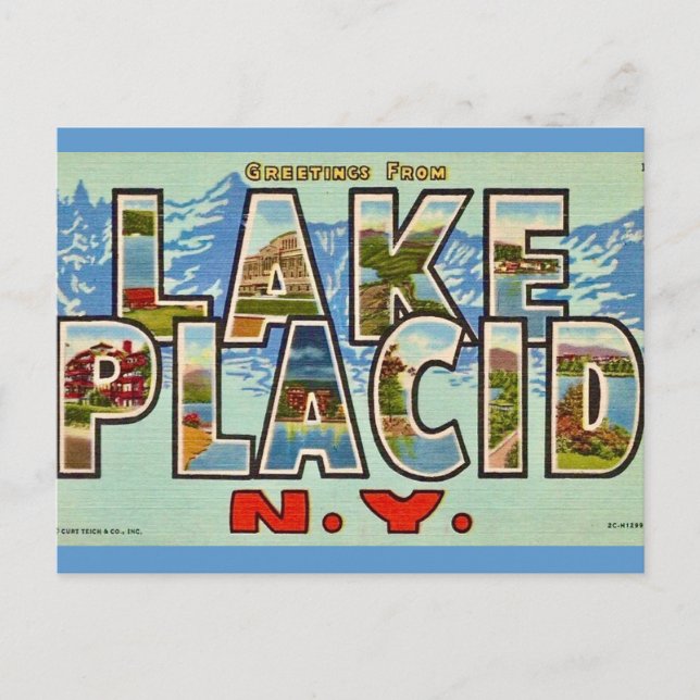 Lake Placid Vintage Greeting Postcard (Front)