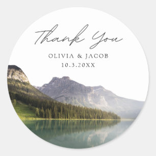 Lake Placid Wedding Favor Photo Thank You Classic Round Sticker