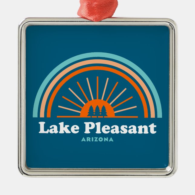 Lake Pleasant Arizona Rainbow Metal Ornament (Front)
