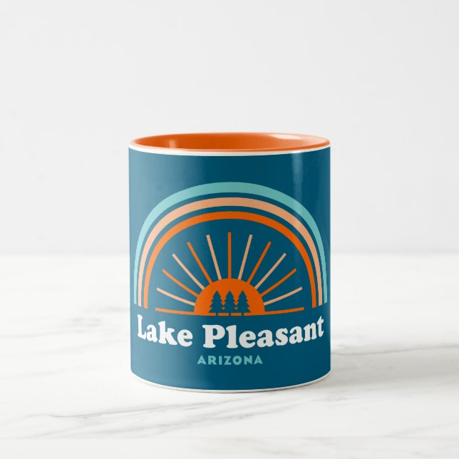 Lake Pleasant Arizona Rainbow Two-Tone Coffee Mug (Center)